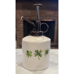 Rae Dunn by Magenta "IRISH MIST" Ceramic Plant Mister w/ 4 leaf clovers